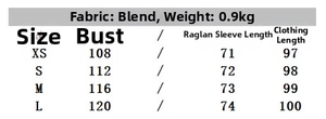 Detailed size guide table for mid-length trench coat with fabric and weight info