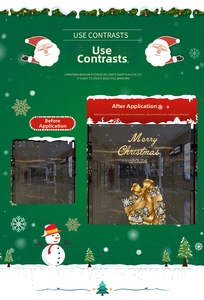 Macro detail showing Christmas window decal with golden gift box and anti-collision effect