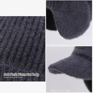 Winter knit baseball cap with ear flaps and plush lining for cold weather warmth