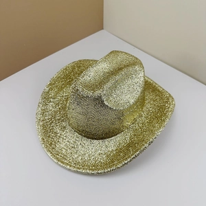 Sparkly gold sequin cowboy hat for St. Patrick's Day parties and festive events