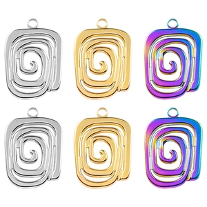 Square Spiral Swirl Hollow Pendant Necklace 304 Stainless Steel Vacuum 18K Gold Plated Geometric Irregular Trendy Jewelry