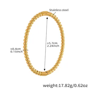 Spécifications de taille détaillées du bracelet à perles en acier doré 18 carats