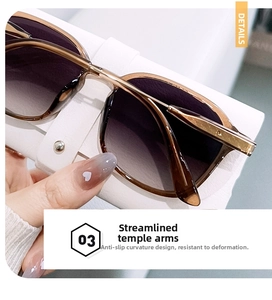 Detail of tortoiseshell polarized sunglasses showing streamlined anti-slip temple design