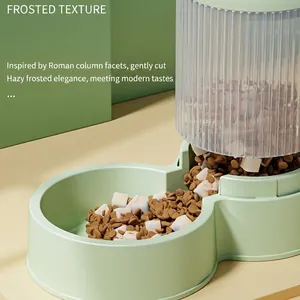 Automatic Pet Feeder And Waterer Dispenser Gravity Supply PP PET Plastic Roman Column Texture For Cats And Dogs Home
