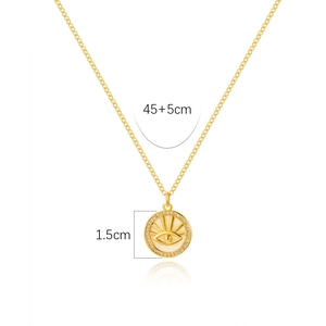 Detail of evil eye pendant with mother of pearl and dimensions 1.5cm on 45+5cm chain