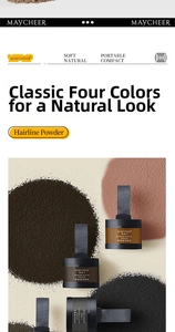 Macro view of four shades of smooth hairline powder texture with compact applicator