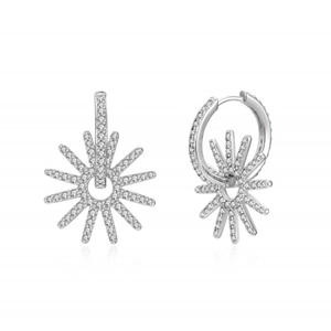 Detailed macro view of S925 silver sunflower earrings with sparkling colorful zircons
