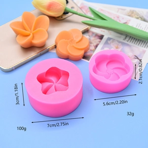 Minimalist frangipani silicone molds in two sizes for handmade soaps and candles