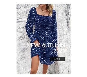 Detail of smocked bodice and square neck on navy blue polka dot long sleeve dress