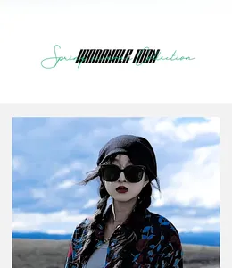 Outdoor lookbook shot featuring a black waffle knit beanie and oversized sunglasses