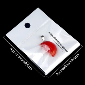 Red crescent moon face pendant 15x26mm in packaging for jewelry making and necklace DIY