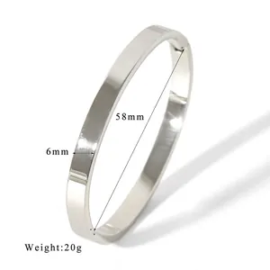 6mm minimalist 18K gold plated stainless steel bangle with dimensions and 20g weight spec
