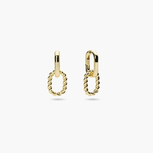 24k gold-plated geometric twisted double hoop earrings with a minimalist woven design