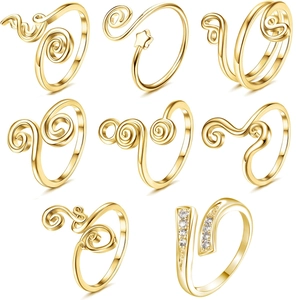 Toe Rings Adjustable Brass Metal Gold Silver Plated Zircon Rhinestone Open Minimalist Summer Beach Jewelry For Women