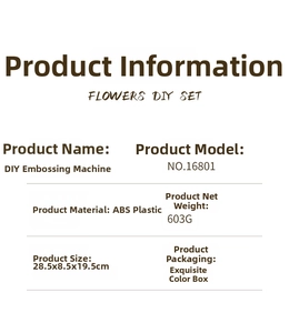 Detailed specification chart for the DIY flower press machine showing ABS material and dimensions