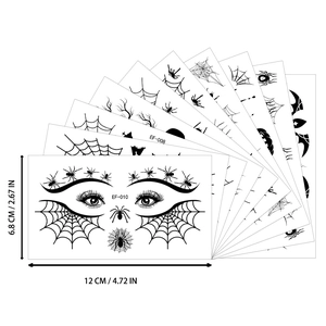 Halloween spider eye makeup stickers set with black spider web waterproof face tattoos