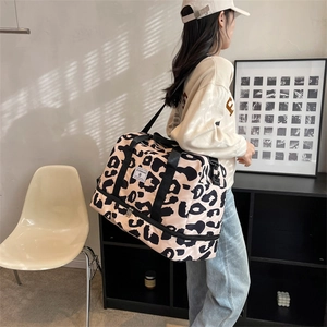 Grand sac de voyage léopard avec compartiment à chaussures pour le sport et yoga