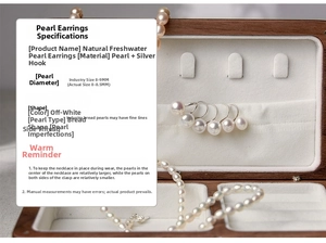Macro detail of 8-9mm cream freshwater pearl earrings with s925 silver hooks in a box