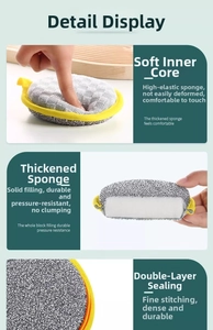 Detail of thickened dual-layer kitchen sponge with durable stitching and high elasticity