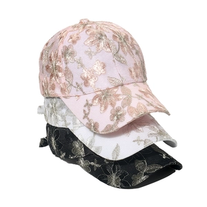 Women Baseball Cap Floral Lace Embroidery Breathable Mesh Sun Protection Outdoor Adjustable Fashion Hat