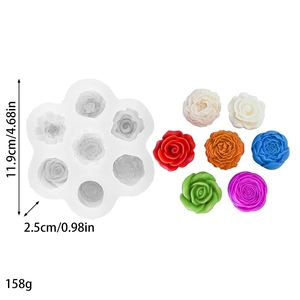 Moule en silicone 7 cavités fleurs de rose pour bougies parfumées DIY et artisanat savon