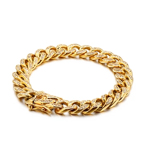Bracciale A Catena Cubana Acciaio Inossidabile Iced Out Zircone Strass Gioielli Hip Hop Per Uomo Donna Stile Punk Rock