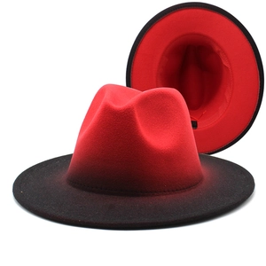 Vintage Gradient Two-Tone Fedora Hat For Men Women Wide Brim Jazz Hat British Style Woolen Felt Hat Warm Winter Accessories