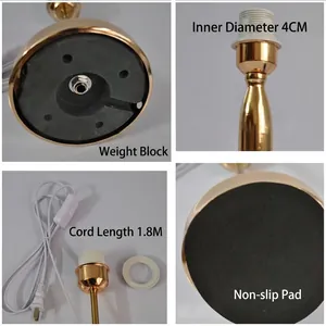 Base per lampada dorata con cavo da 1,8 m e presa di diametro interno di 4 cm