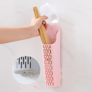Portaposate da parete rosa con coperchio antipolvere e fori di drenaggio alla base