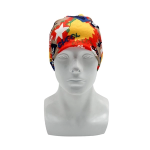 Multifunctional colorful graffiti beanie with white stars and Cheel letter patterns
