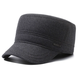 Men's dark grey winter cadet hat in thick wool fabric with ear protection and GABACK logo
