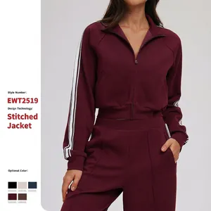 Women's Color Block Zip Up High Neck Hoodie Jacket Thick Windproof Sporty Sweatshirt Top With Side Stripes Pockets For Cycling