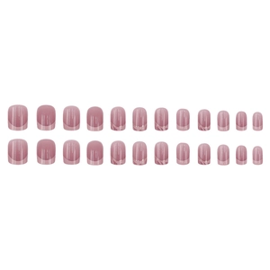 French style 24pcs pink glitter press-on nails set with elegant gradient glossy finish