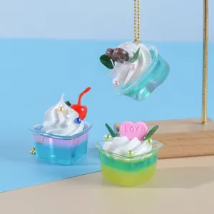 Porte-Clés Simulation Coupe De Crème Glacée En Cœur Résine Dessert Jouet Pendentif De Sac Décoration Mignonne