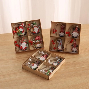 Set of 12 wooden Christmas gnome ornaments in gift boxes for holiday tree decoration