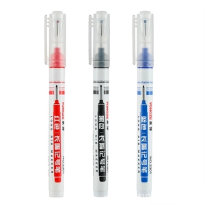 Three long-nose marker pens in red black and blue for deep hole woodworking marking