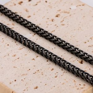 Vintage stainless steel dragon bone chain necklace for men in dark grey finish