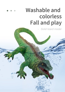 Detailed macro view of a solid green toy lizard featuring a washable and durable texture