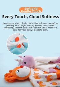 Detail of high-density crystal velvet fabric on soft plush baby security blanket