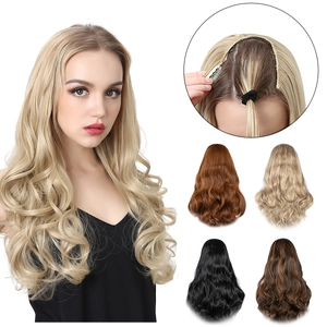Long Wavy Hair Extensions Synthetic Heat Resistant Fiber Clip In Hairpiece Natural Big Curly Style For Women