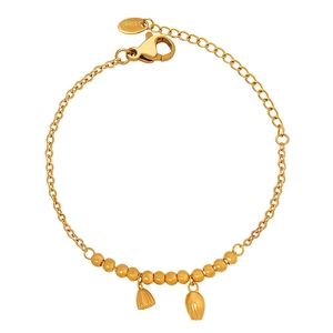 Lotus Pod Flower Bud Pendant Anklet Titanium Steel 18K Gold Plated Beaded Chain Foot Jewelry Fashion For Women