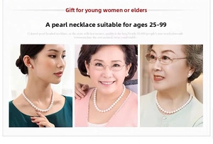 Detailed close-up showing white 8mm pearl bead necklace suitable for all age groups