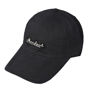 Minimalistische schwarze Damen-Baseballkappe mit breiter Krempe und Stickerei-Patch