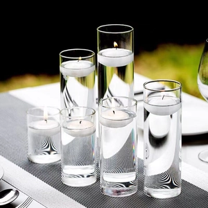 Set van 6 rookvrije drijfkaarsen in elegante glazen cilinders voor tafeldecoratie