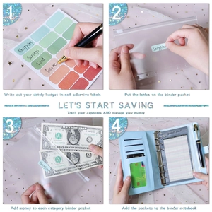 Step-by-step tutorial for A6 PU leather budget binder with zipper bags and stickers