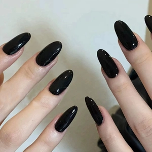 Glossy Solid Color Press On Nails Short Oval Almond Shape Artificial False Nails For Women Manicure Removable ABS