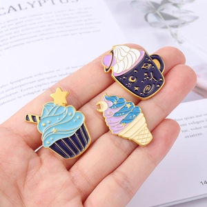 Broches en émail mignonnes design glace et tasse avec thème galaxie pour accessoires