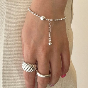 925 Sterling Silver Round Bead Bracelet With Adjustable Extension Chain Minimalist Fashion Jewelry For Women