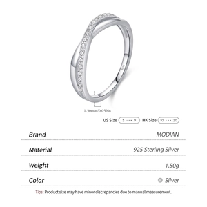 S925 sterling silver minimalist double-layer intertwined twisted ring with cubic zirconia