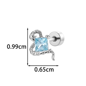 Orecchino a serpente con zircone blu e misure per piercing alla cartilagine